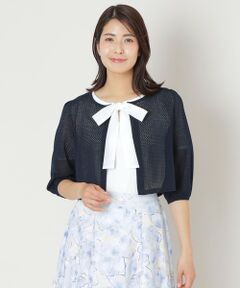 TO BE CHIC / トゥー ビー シック ブルゾン | アイレット透かし編み ニットボレロ