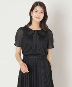 TO BE CHIC / トゥー ビー シック カットソー | リボンネック スリーブコンビカットソー