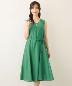 新品　TO BE CHIC ボイルワッシャー　ノースリーブドレス44 グリーン ボイルワッシャー ノースリーブドレス （ロング・マキシ丈