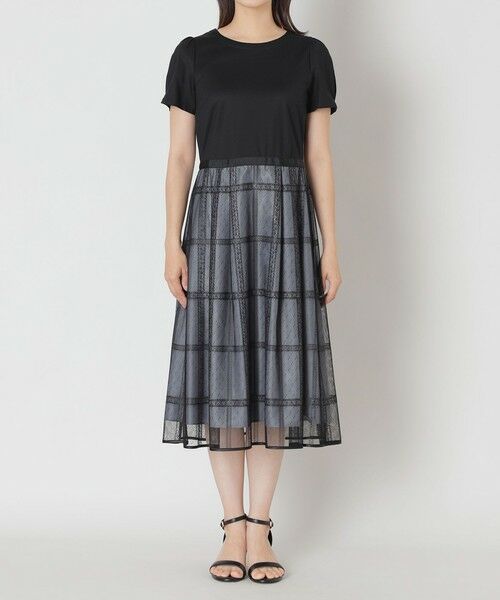 TO BE CHIC / トゥー ビー シック ロング・マキシ丈ワンピース | チュールチェック ドッキングワンピース | 詳細3