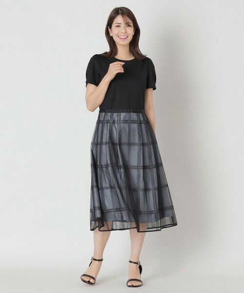 TO BE CHIC / トゥー ビー シック ロング・マキシ丈ワンピース | チュールチェック ドッキングワンピース | 詳細1