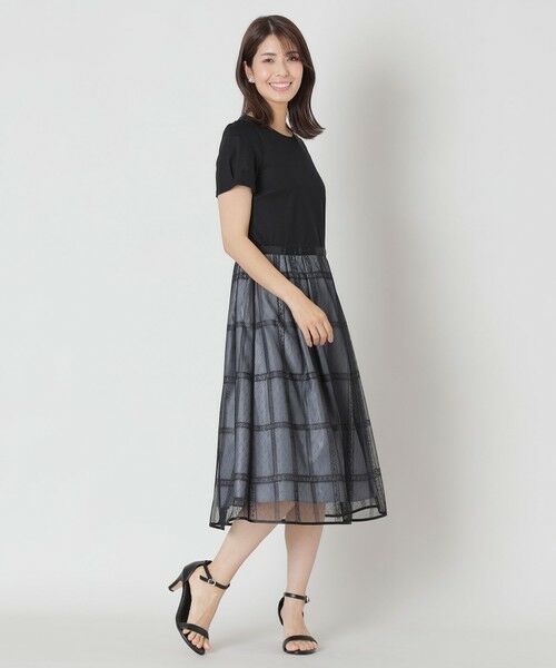 TO BE CHIC / トゥー ビー シック ロング・マキシ丈ワンピース | チュールチェック ドッキングワンピース | 詳細2