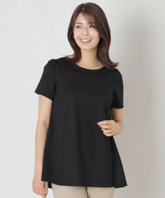 TO BE CHIC / トゥー ビー シック カットソー | タックリボン＆ビジューネック　チュニック