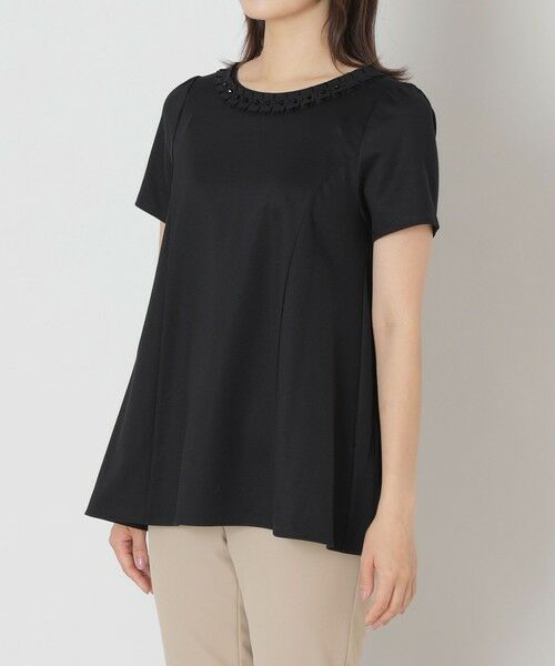 TO BE CHIC / トゥー ビー シック カットソー | タックリボン＆ビジューネック　チュニック | 詳細5