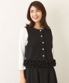 TO BE CHIC / トゥー ビー シック ノーカラージャケット | マットストレッチダンボール ショートジレ