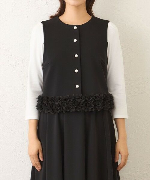 TO BE CHIC / トゥー ビー シック ノーカラージャケット | マットストレッチダンボール ショートジレ | 詳細2