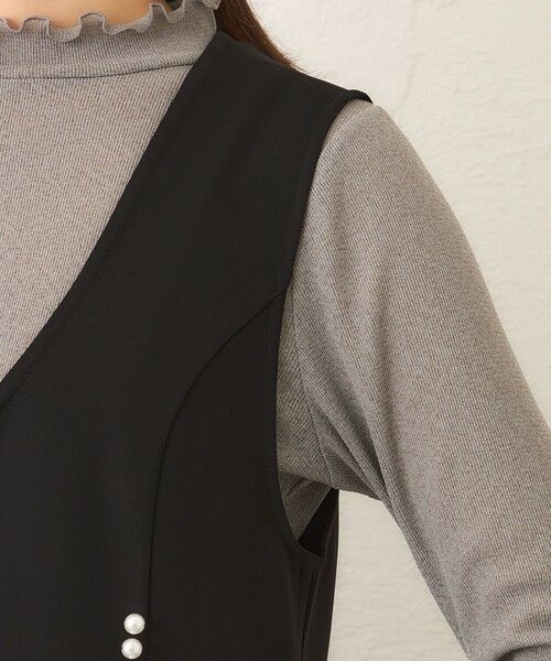 TO BE CHIC / トゥー ビー シック ノーカラージャケット | マットストレッチダンボール ロングジレ | 詳細6
