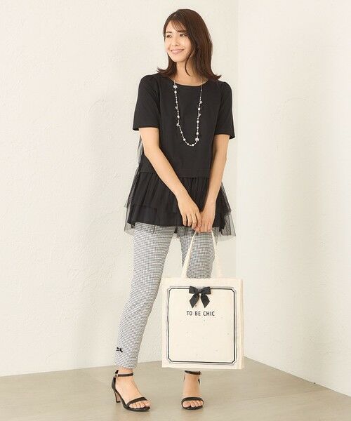 TO BE CHIC / トゥー ビー シック カットソー | チュールネットコンビ チュニック | 詳細5