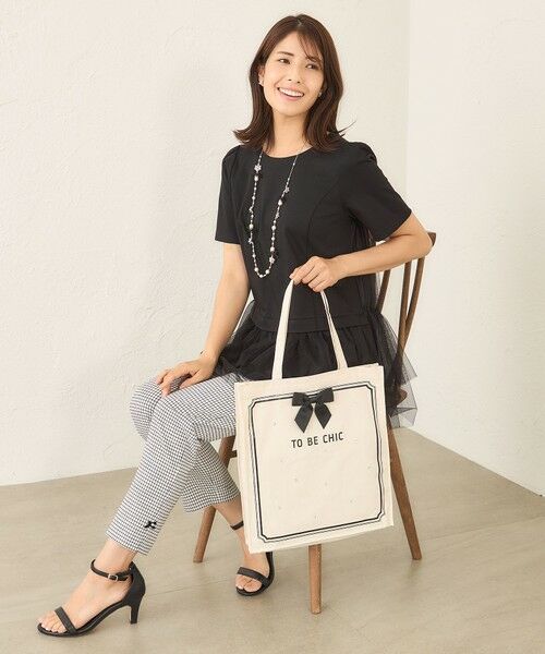 TO BE CHIC / トゥー ビー シック カットソー | チュールネットコンビ チュニック | 詳細6