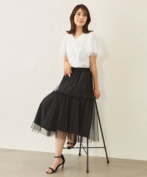 TO BE CHIC / トゥー ビー シック カットソー | チュールネットコンビ カットソー | 詳細2