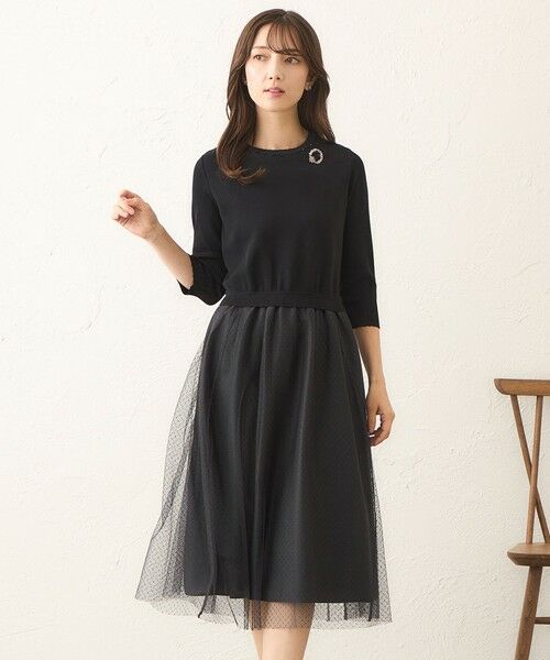 TO BE CHIC / トゥー ビー シック ロング・マキシ丈ワンピース | ニットコンビ チュールワンピース | 詳細2