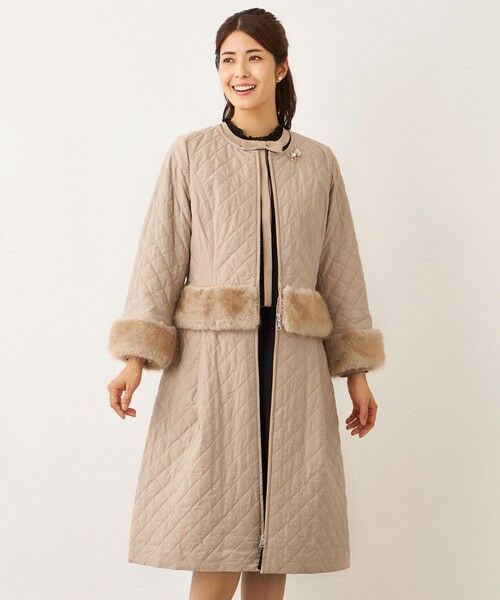 TO BE CHIC/トゥー ビー シック ファーコンビキルティング 2WAYコート ベージュ1 40 TO BE CHIC/トゥー ビー シック ファーコンビキルティング 2WAYコート ベージュ1 40