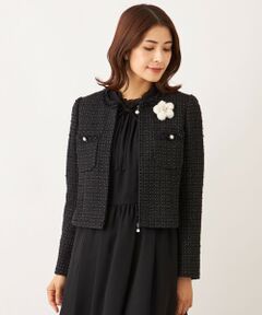 TO BE CHIC / トゥー ビー シック ノーカラージャケット | リボンニットファンシー ノーカラージャケット