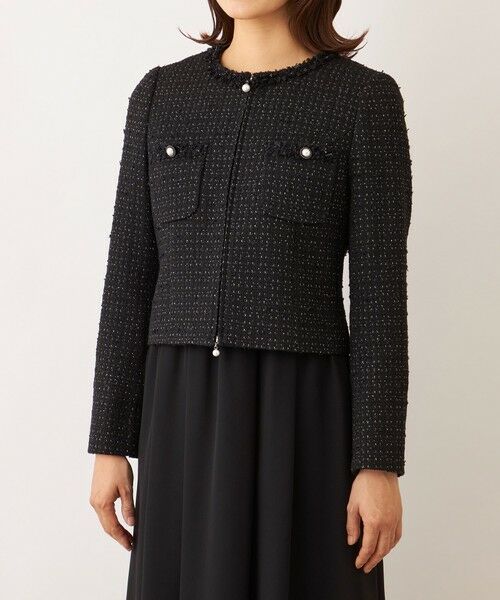 TO BE CHIC / トゥー ビー シック ノーカラージャケット | リボンニットファンシー ノーカラージャケット | 詳細4