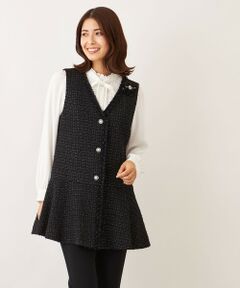 TO BE CHIC / トゥー ビー シック ノーカラージャケット | リボンニットファンシー ロングジレ