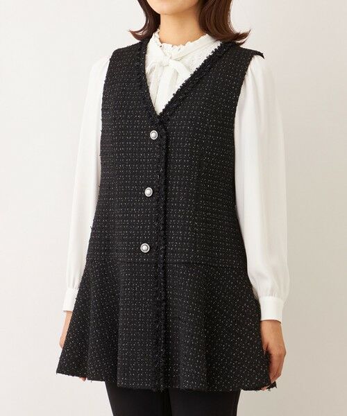 TO BE CHIC / トゥー ビー シック ノーカラージャケット | リボンニットファンシー ロングジレ | 詳細4