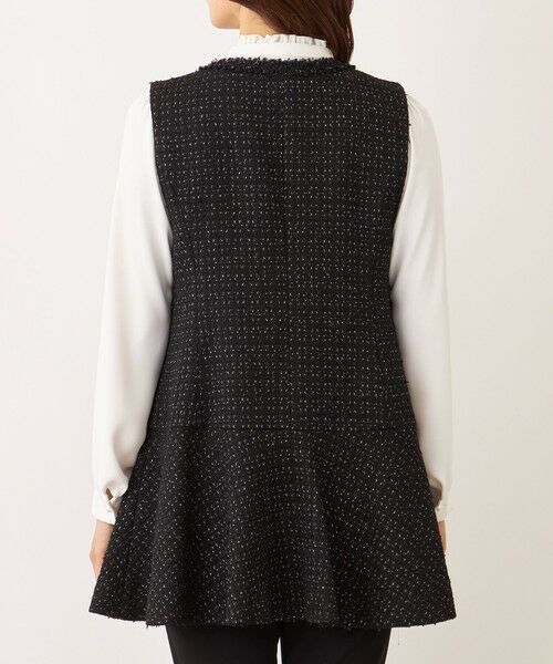 TO BE CHIC / トゥー ビー シック ノーカラージャケット | リボンニットファンシー ロングジレ | 詳細5