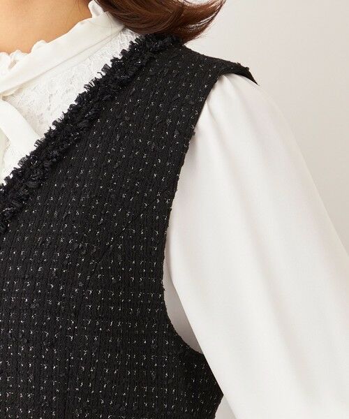 TO BE CHIC / トゥー ビー シック ノーカラージャケット | リボンニットファンシー ロングジレ | 詳細6