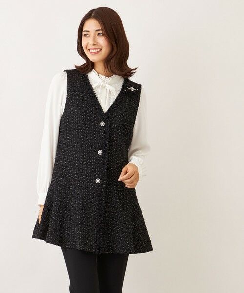 TO BE CHIC/トゥー ビー シック リボンニットファンシー ロングジレ ブラック1 40 TO BE CHIC/トゥー ビー シック リボンニットファンシー ロングジレ ブラック1 40