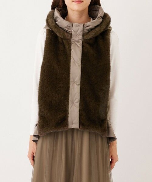 TO BE CHIC / トゥー ビー シック ノーカラージャケット | フェイクファー ドッキングジレ | 詳細4