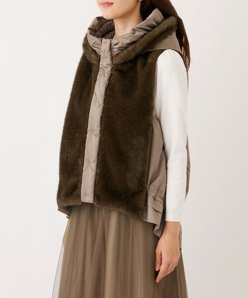 TO BE CHIC / トゥー ビー シック ノーカラージャケット | フェイクファー ドッキングジレ | 詳細5