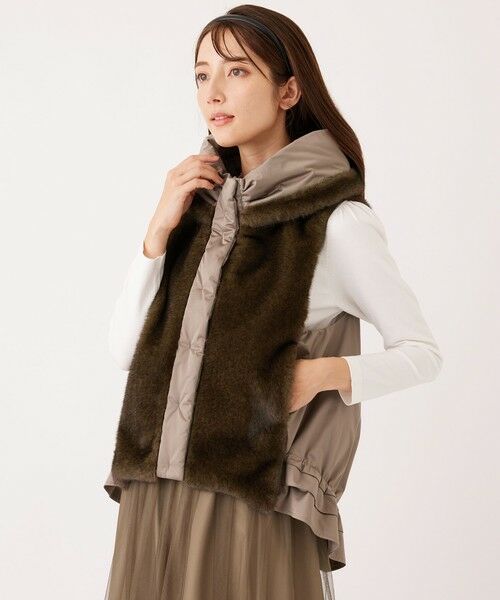 TO BE CHIC / トゥー ビー シック ノーカラージャケット | フェイクファー ドッキングジレ | 詳細1