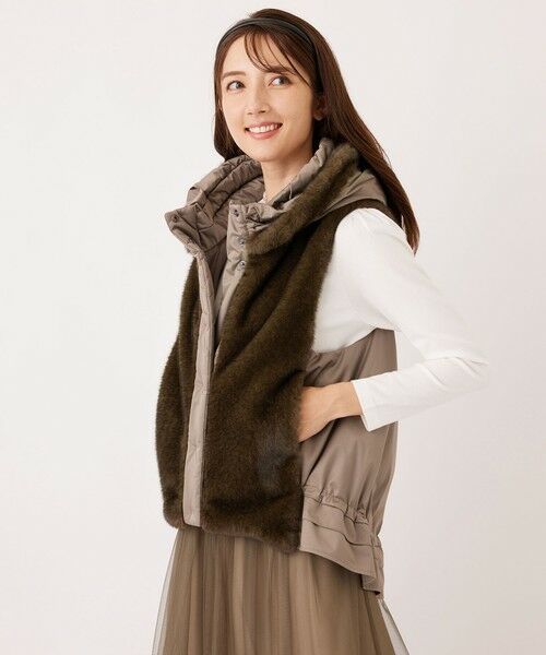 TO BE CHIC/トゥー ビー シック フェイクファー ドッキングジレ キャメル１ 42