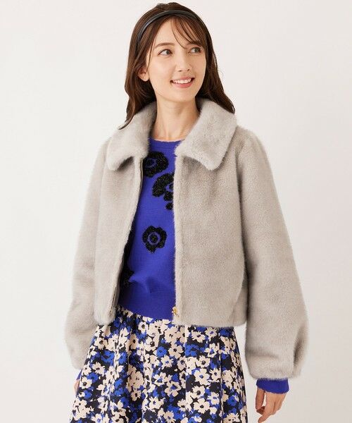 TO BE CHIC/トゥー ビー シック フェイクファー ステンカラーブルゾン グレー3 42 TO BE CHIC/トゥー ビー シック フェイクファー ステンカラーブルゾン グレー3 42