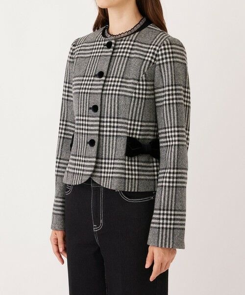 TO BE CHIC / トゥー ビー シック ノーカラージャケット | グレンチェック ノーカラージャケット | 詳細3