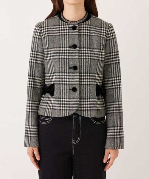 TO BE CHIC / トゥー ビー シック ノーカラージャケット | グレンチェック ノーカラージャケット | 詳細2