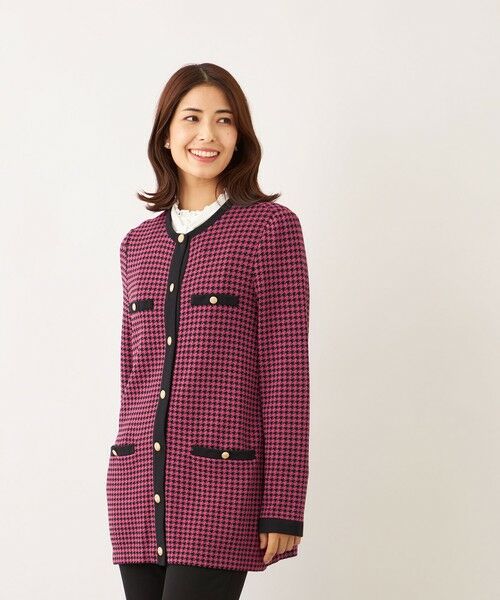 TO BE CHIC/トゥー ビー シック 千鳥 ミドルカーディガン ピンク6 40 TO BE CHIC/トゥー ビー シック 千鳥 ミドルカーディガン ピンク6 40