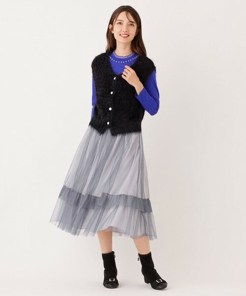 TO BE CHIC / トゥー ビー シック ロング・マキシ丈スカート | チュールヘムボーダー フレアスカート | 詳細2