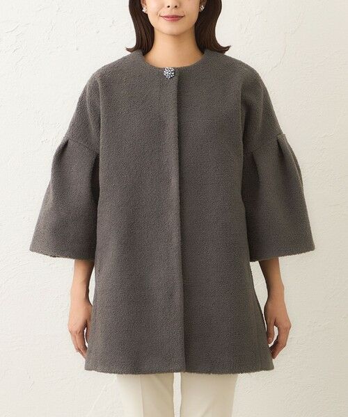 TO BE CHIC / トゥー ビー シック ノーカラージャケット | ベルスリーブカーリーコート | 詳細3