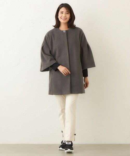 TO BE CHIC / トゥー ビー シック ノーカラージャケット | ベルスリーブカーリーコート | 詳細1