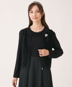 TO BE CHIC / トゥー ビー シック ブルゾン | フェザー刺しゅう コンビカーディガン