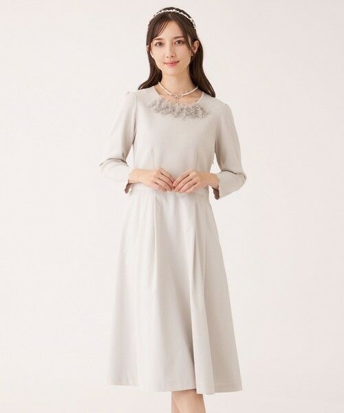 TO BE CHIC / トゥー ビー シック ロング・マキシ丈ワンピース | チュールブレード ニットワンピース（ベージュ１）