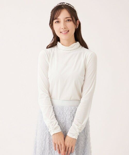 TO BE CHIC / トゥー ビー シック カットソー | シアーベロア ハイネックカットソー（オフホワイト1）