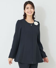 TO BE CHIC / トゥー ビー シック ノーカラージャケット | デュアルストレッチ ZIP チュニック