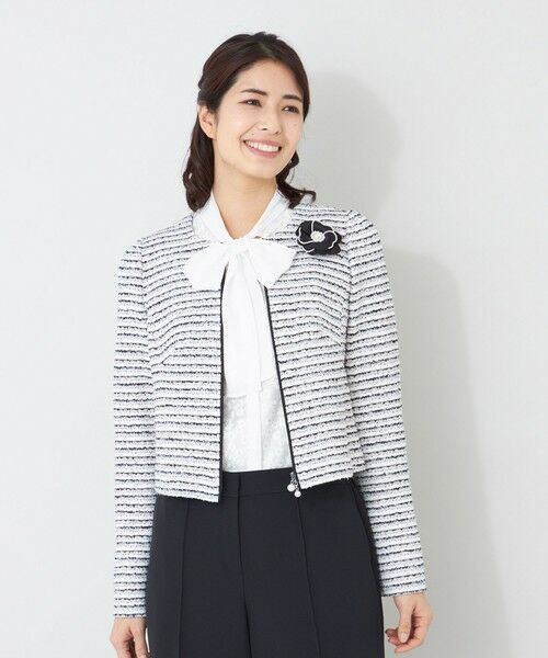 TO BE CHIC / トゥー ビー シック ノーカラージャケット | MIXツイード ジャケット（オフホワイト1）