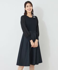 TO BE CHIC / トゥー ビー シック ロング・マキシ丈ワンピース | ふくれジャカード ニットコンビドレス