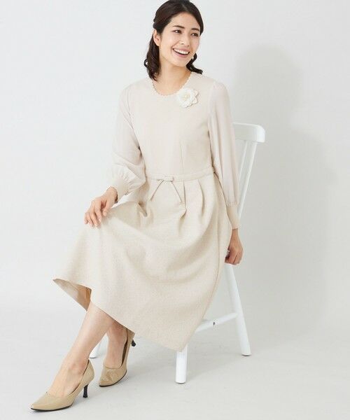 TO BE CHIC / トゥー ビー シック ロング・マキシ丈ワンピース | ふくれジャカード ニットコンビドレス | 詳細3