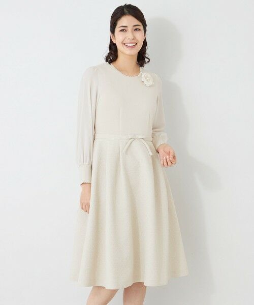 TO BE CHIC / トゥー ビー シック ロング・マキシ丈ワンピース | ふくれジャカード ニットコンビドレス（ベージュ１）