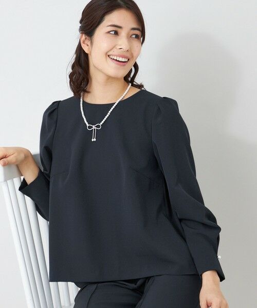 TO BE CHIC / トゥー ビー シック シャツ・ブラウス | デュアルストレッチバックレース ブラウス（ネイビー２）