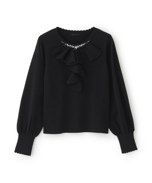 TO BE CHIC / トゥー ビー シック ニット・セーター | フロントラッフルフリル ニット（ブラック1）