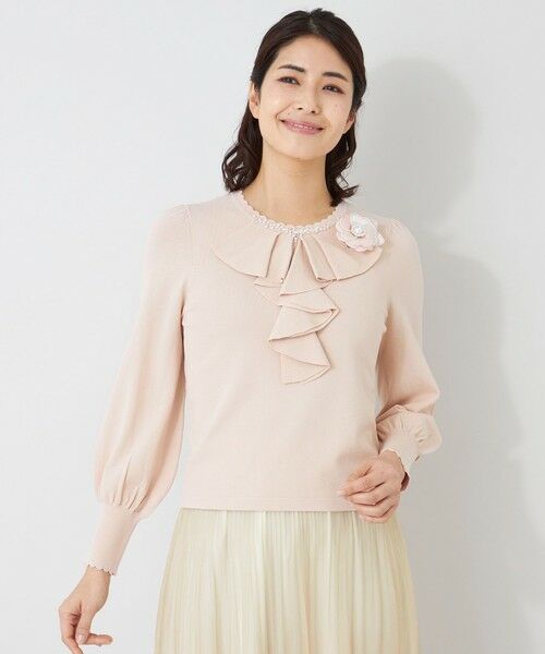 TO BE CHIC / トゥー ビー シック ニット・セーター | フロントラッフルフリル ニット（ピンク2）