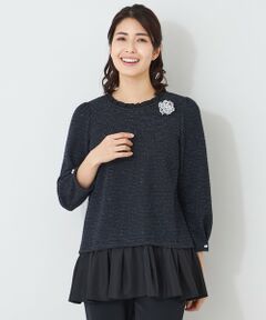 TO BE CHIC / トゥー ビー シック カットソー | MIXツイードドッキング チュニック