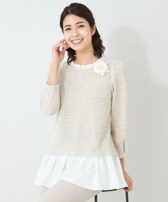 TO BE CHIC / トゥー ビー シック カットソー | MIXツイードドッキング チュニック