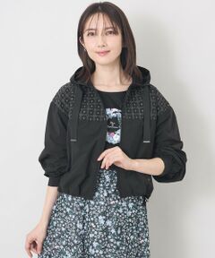 TO BE CHIC / トゥー ビー シック ノーカラージャケット | エンブロイダリーフーデット ブルゾン