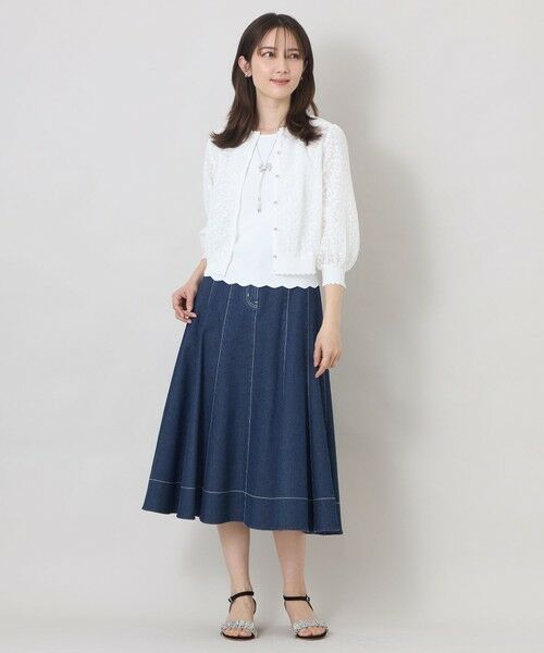 TO BE CHIC / トゥー ビー シック ブルゾン | ジャカードレースコンビ カーディガン | 詳細1