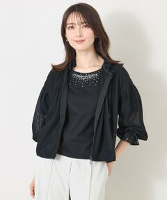 TO BE CHIC / トゥー ビー シック ノーカラージャケット | ラッセルエアリー フリルショートブルゾン